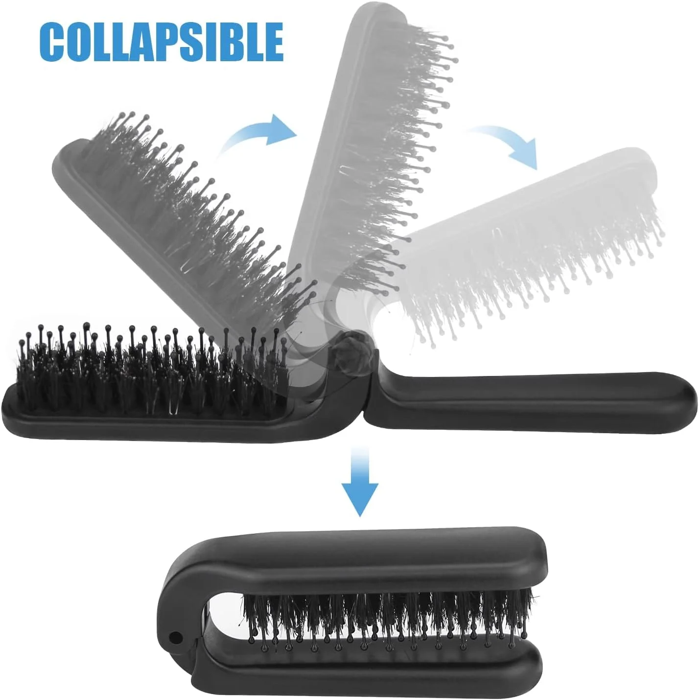 برس مو تاشو مسافرتی BIGTHREE، برس موی جیبی قابل حمل، برس ماساژ جمع و جور، برس حالت دهنده قابل حمل، برس مو مناسب برای مسافرت، کمپینگ، خانه و غیره برای آقایان و بانوان