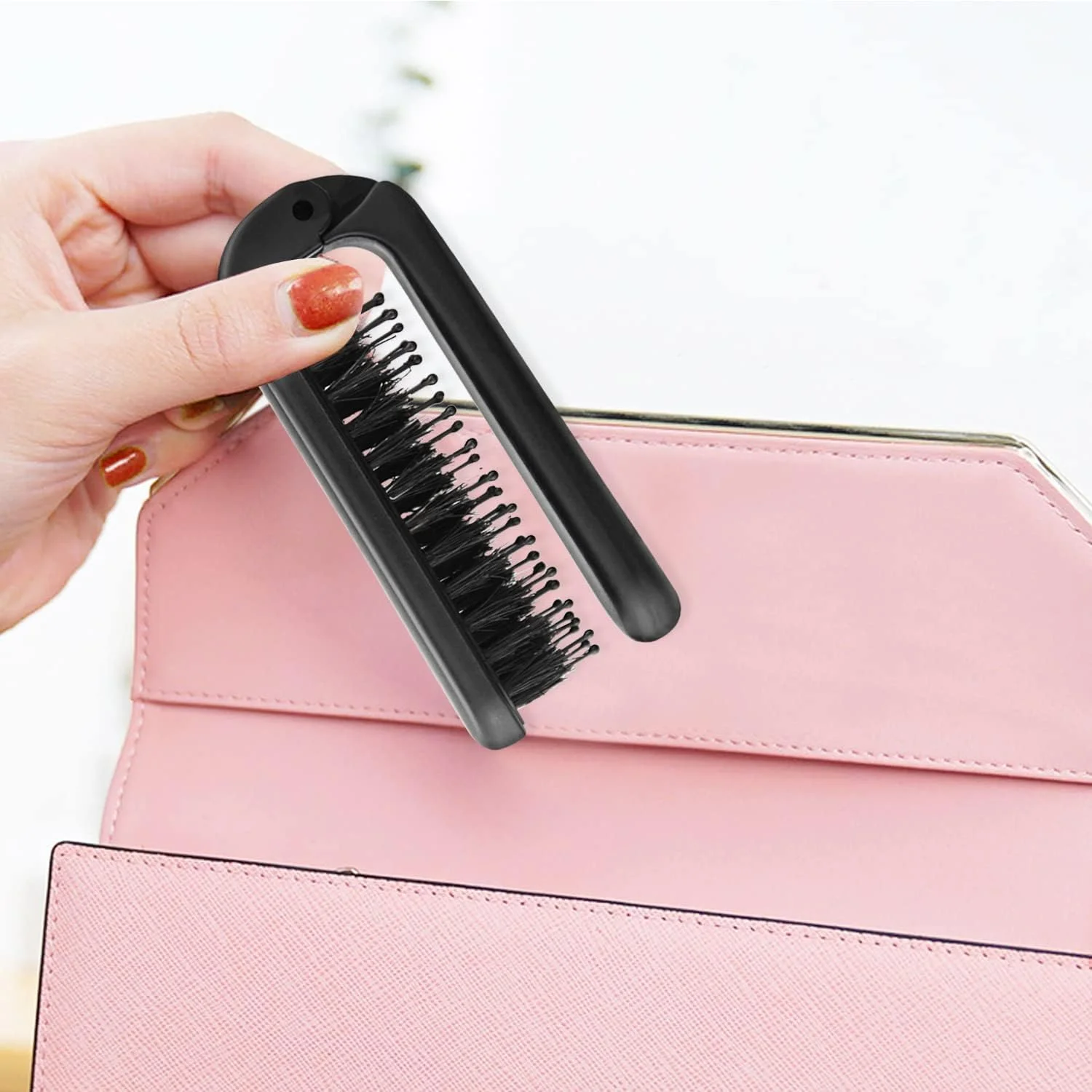 برس مو تاشو مسافرتی BIGTHREE، برس موی جیبی قابل حمل، برس ماساژ جمع و جور، برس حالت دهنده قابل حمل، برس مو مناسب برای مسافرت، کمپینگ، خانه و غیره برای آقایان و بانوان