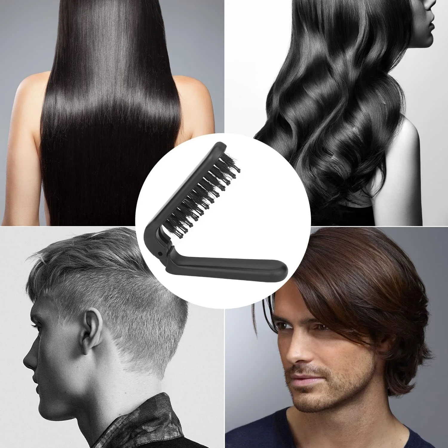 برس مو تاشو مسافرتی BIGTHREE، برس موی جیبی قابل حمل، برس ماساژ جمع و جور، برس حالت دهنده قابل حمل، برس مو مناسب برای مسافرت، کمپینگ، خانه و غیره برای آقایان و بانوان