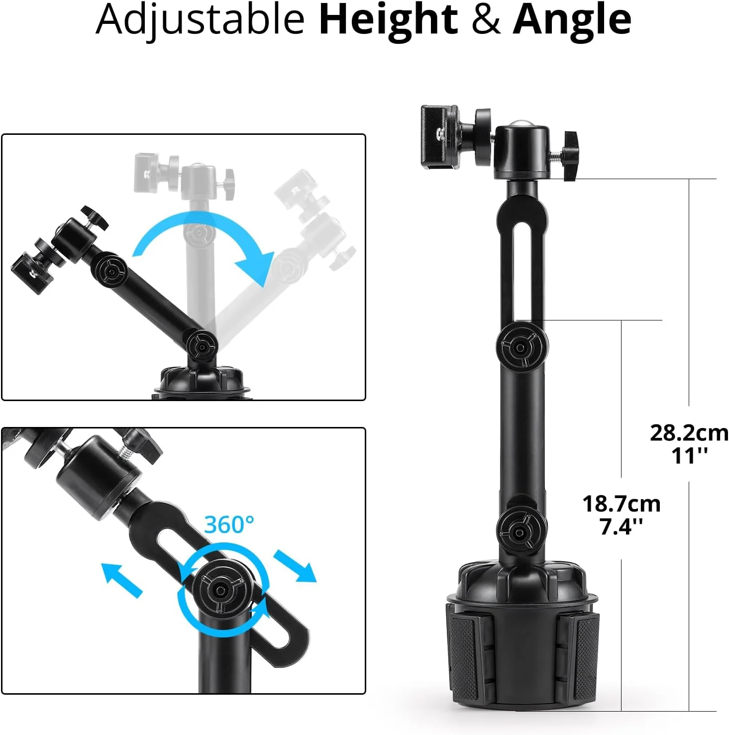 پایه نگهدارنده رادیو Radioddity RH1، با قابلیت تنظیم طول و ارتفاع، ایمن و پایدار برای رادیوهای دستی، رادیوهای خودرویی، رادیوهای دو طرفه و واکی تاکی