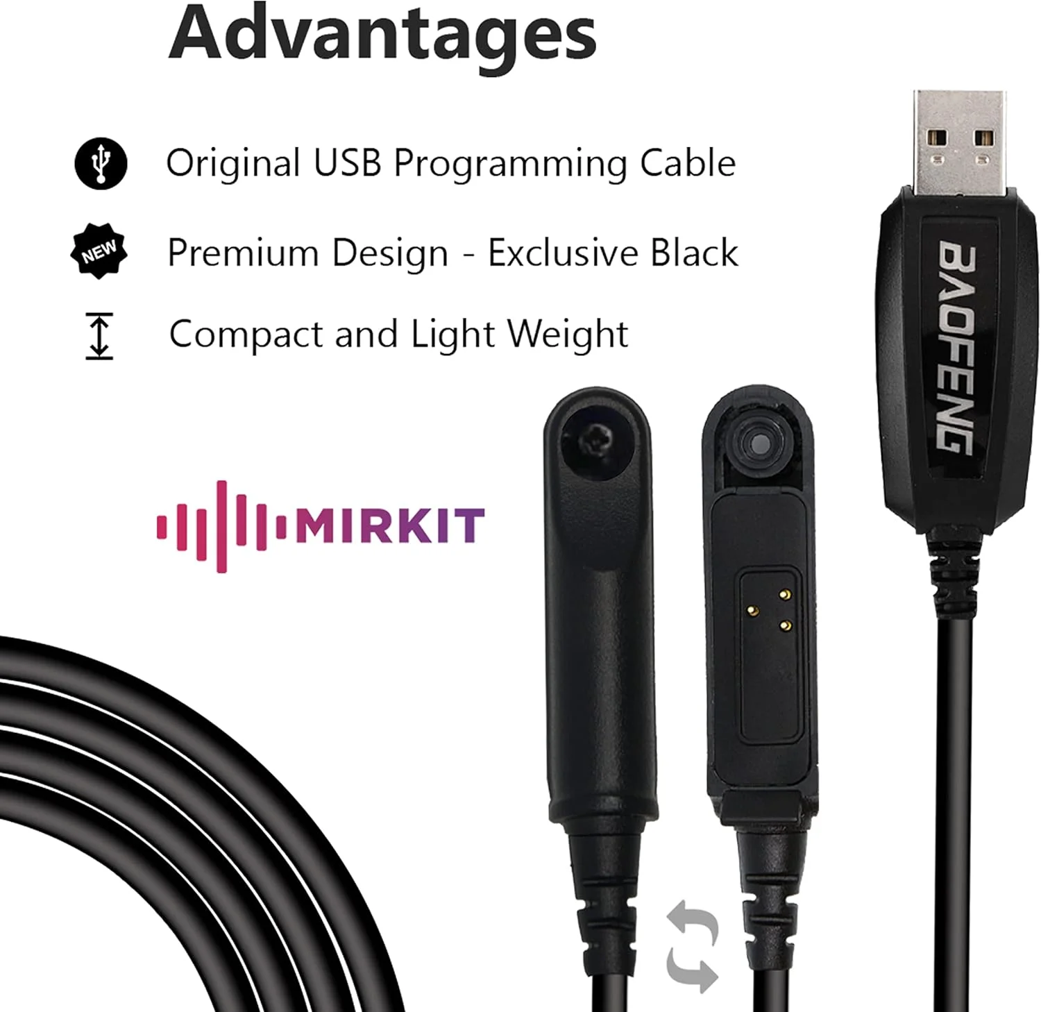کابل برنامه ریزی USB اصلی MIRKIT Baofeng برای Baofeng UV-9R BF-9700 A-58 UV-XR UV-5S GT-3WP Plus رادیو دستی هم رادیو فرستنده و گیرنده قابل حمل CB رادیو