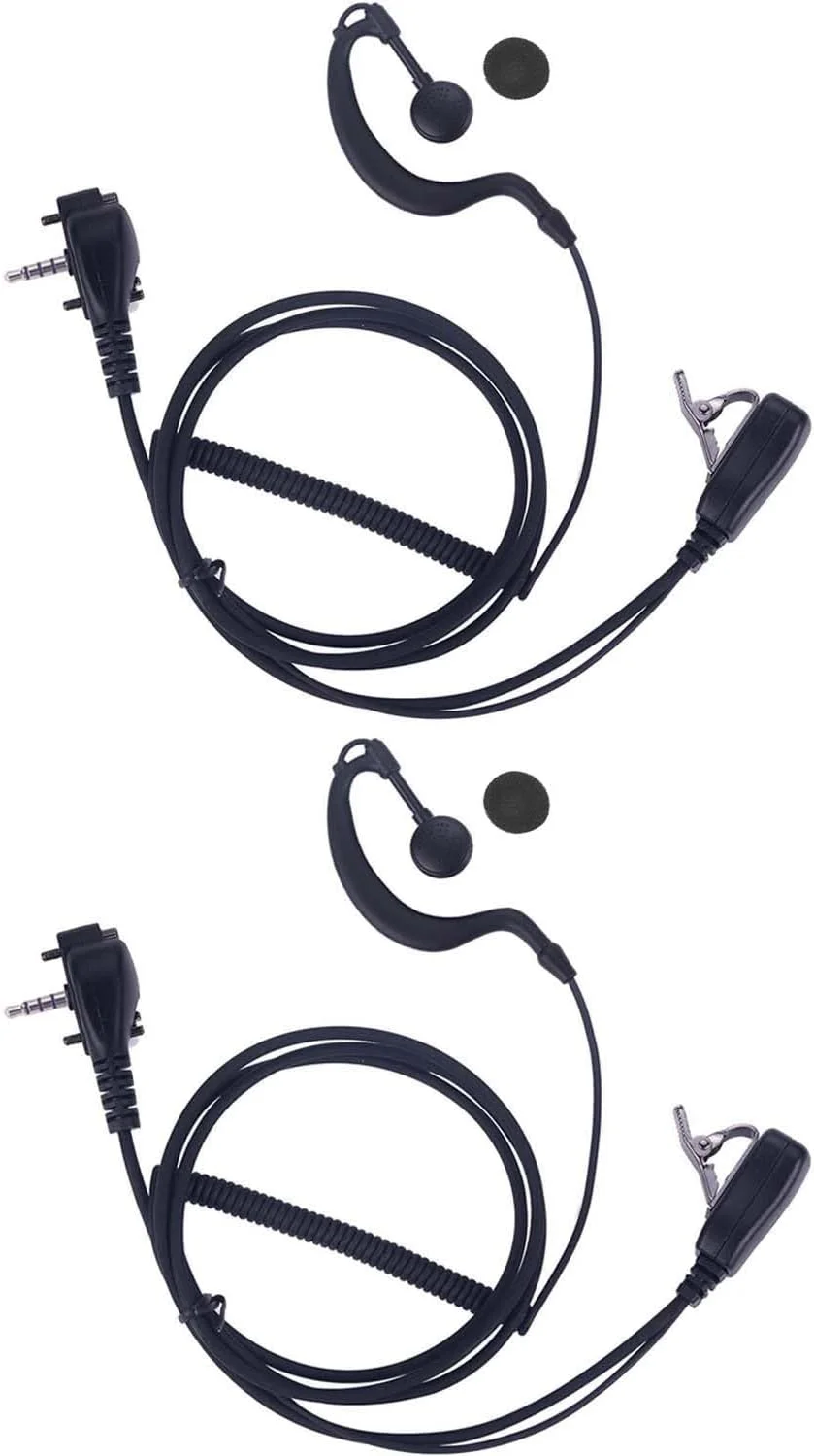 گوشی KANMIT برای رادیو موتورولا ورتکس استاندارد VX-261 EVX-261 VX-231 EVX-531 EVX-534 VX-180 VX-298 VX-350 VX-351، هدست سیم فنری G شکل با میکروفون PTT (بسته 2 عددی)