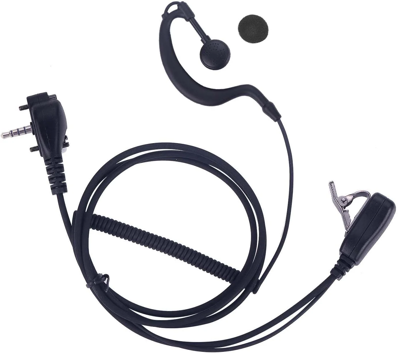 گوشی KANMIT برای رادیو موتورولا ورتکس استاندارد VX-261 EVX-261 VX-231 EVX-531 EVX-534 VX-180 VX-298 VX-350 VX-351، هدست سیم فنری G شکل با میکروفون PTT (بسته 2 عددی)