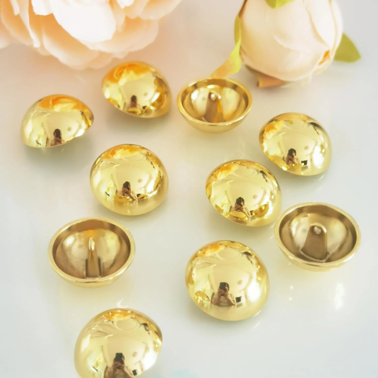 10PCS Round Mushroom Buttons Metal Suit Jacket Buttons Gold Brass Coat Sewing Buttons for Hand Sewing Decoration DIY (20mm 13/16")