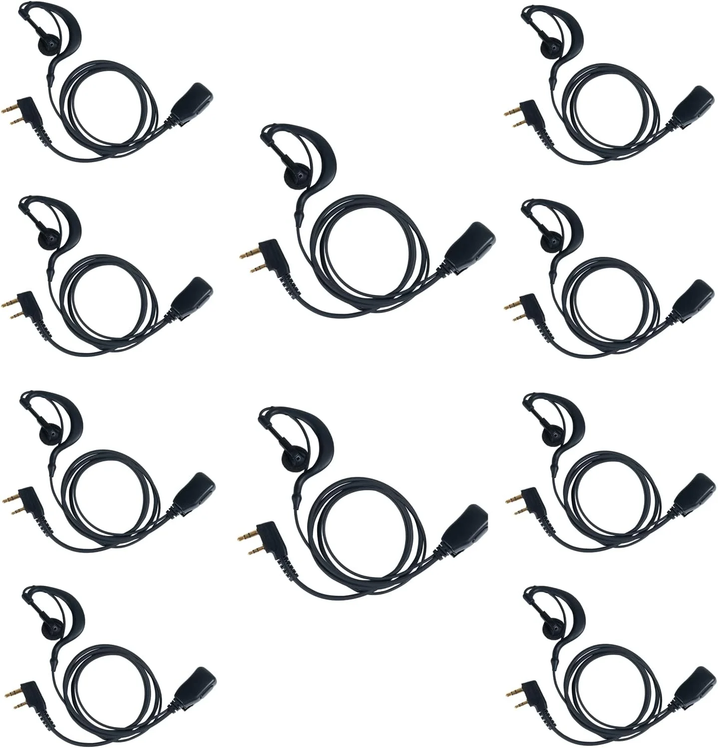 هندزفری واکی تاکی BVMAG با میکروفون، هدست 2 پین G شکل برای Baofeng UV-5R BF-888S BF-F8HP BF-F9 UV-82 UV-82HP UV-82C Kenwood TK-2107 TK-3107 Retevis H777 RT7 RT21 رادیو دو طرفه، بسته 10 عددی