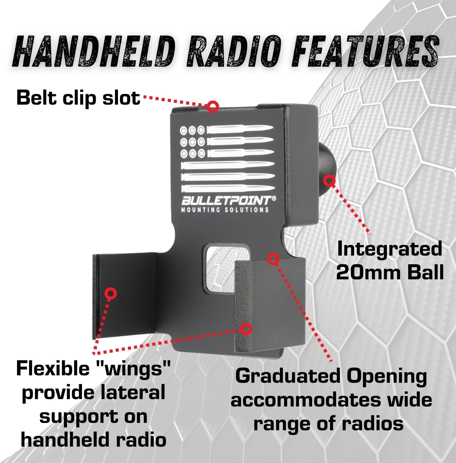 نگهدارنده رادیو دستی دو طرفه آلومینیومی Bulletpoint با پایه توپی 20 میلی متری