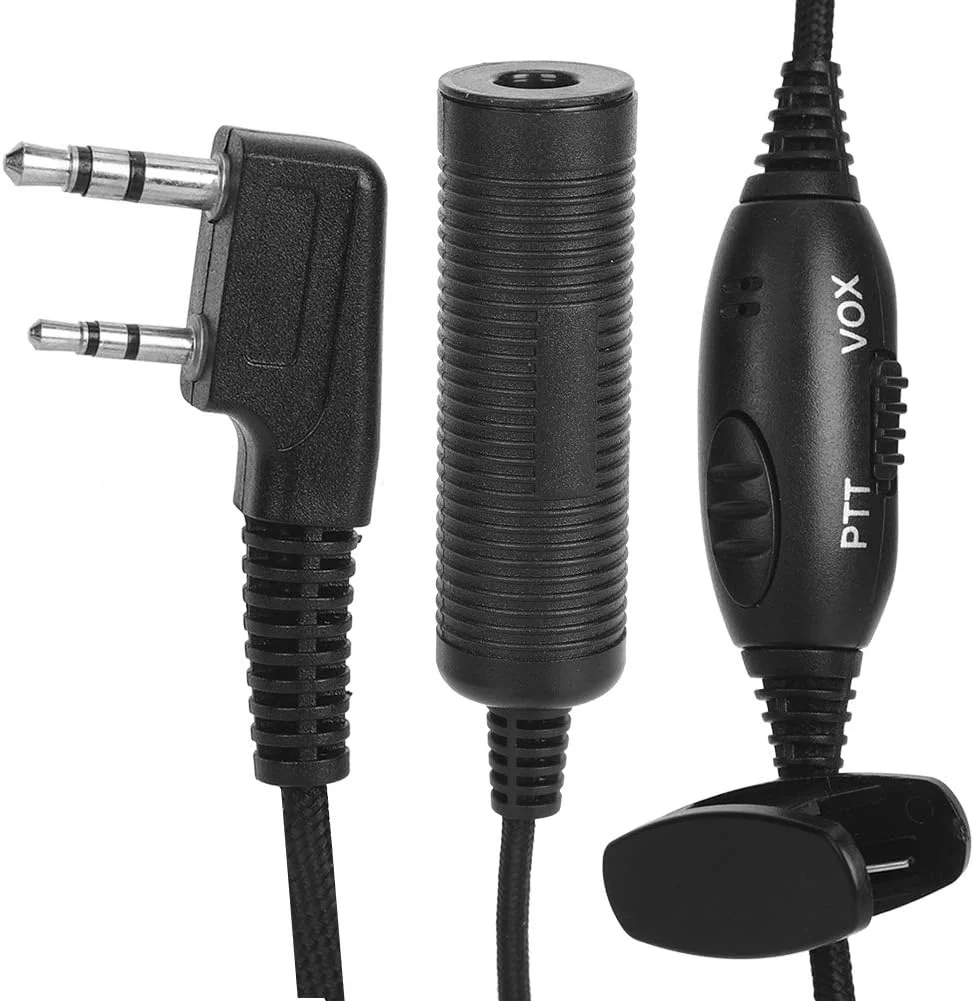 کابل رادیو دو طرفه Akozon، جک برای پلاگ 2.5 میلی متری 3.5 میلی متری Baofeng Kenwood HYT RadioPTT K Head Military Adapter 2Pin PTT Two Way