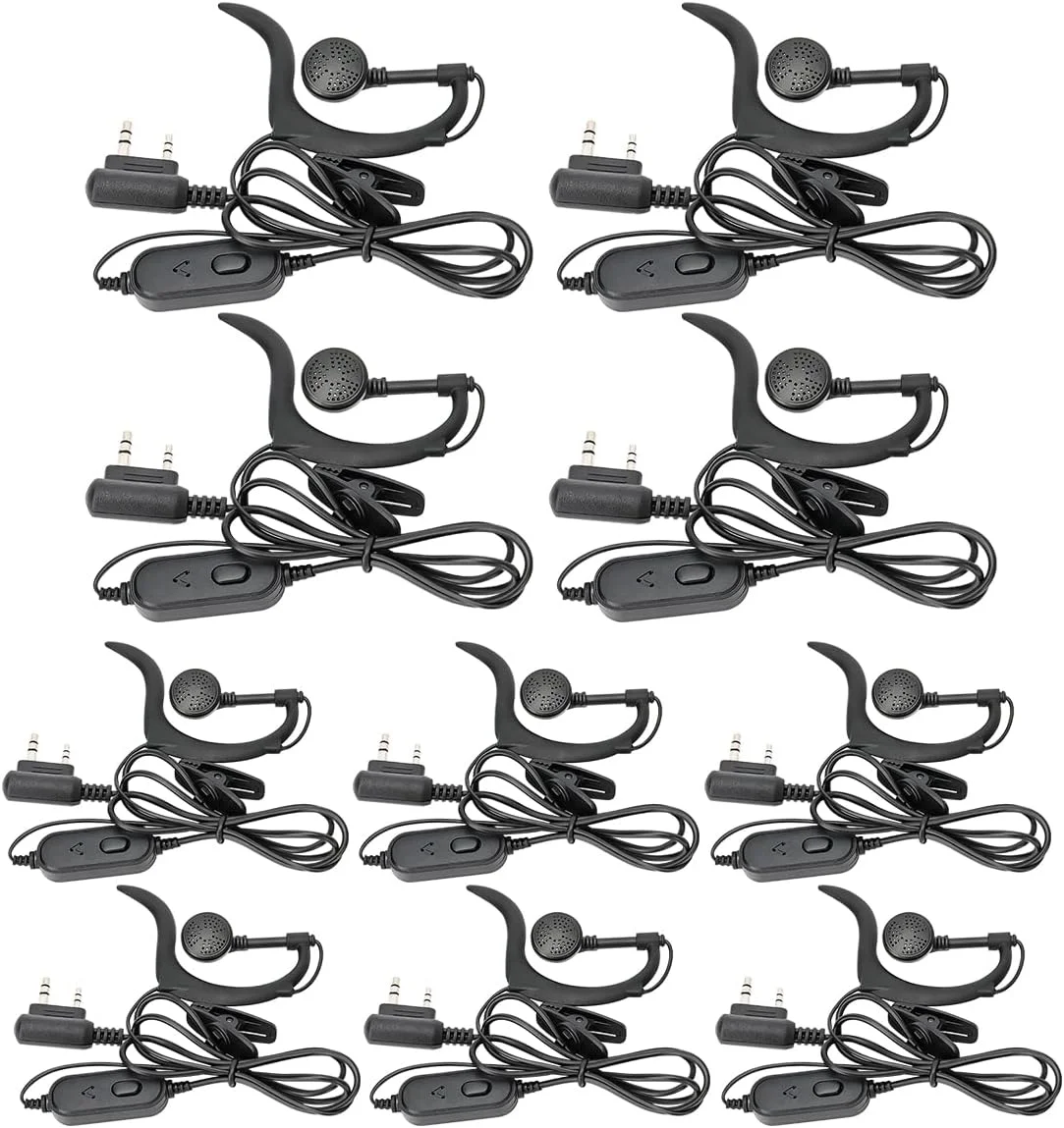 گوشی بادیگاردی واکی تاکی BaoFeng با میکروفون 2 پین K مناسب برای UV-5R BF-888S UV-82 UV-S9 UV5RA UV5RE F8+ KG-UV8D UV6D و غیره (بسته 10 عددی)