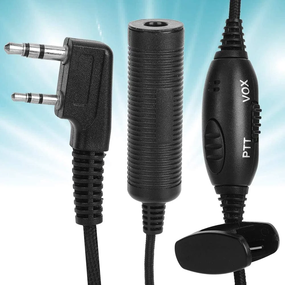 کابل رادیو دو طرفه Akozon، جک برای پلاگ 2.5 میلی متری 3.5 میلی متری Baofeng Kenwood HYT RadioPTT K Head Military Adapter 2Pin PTT Two Way