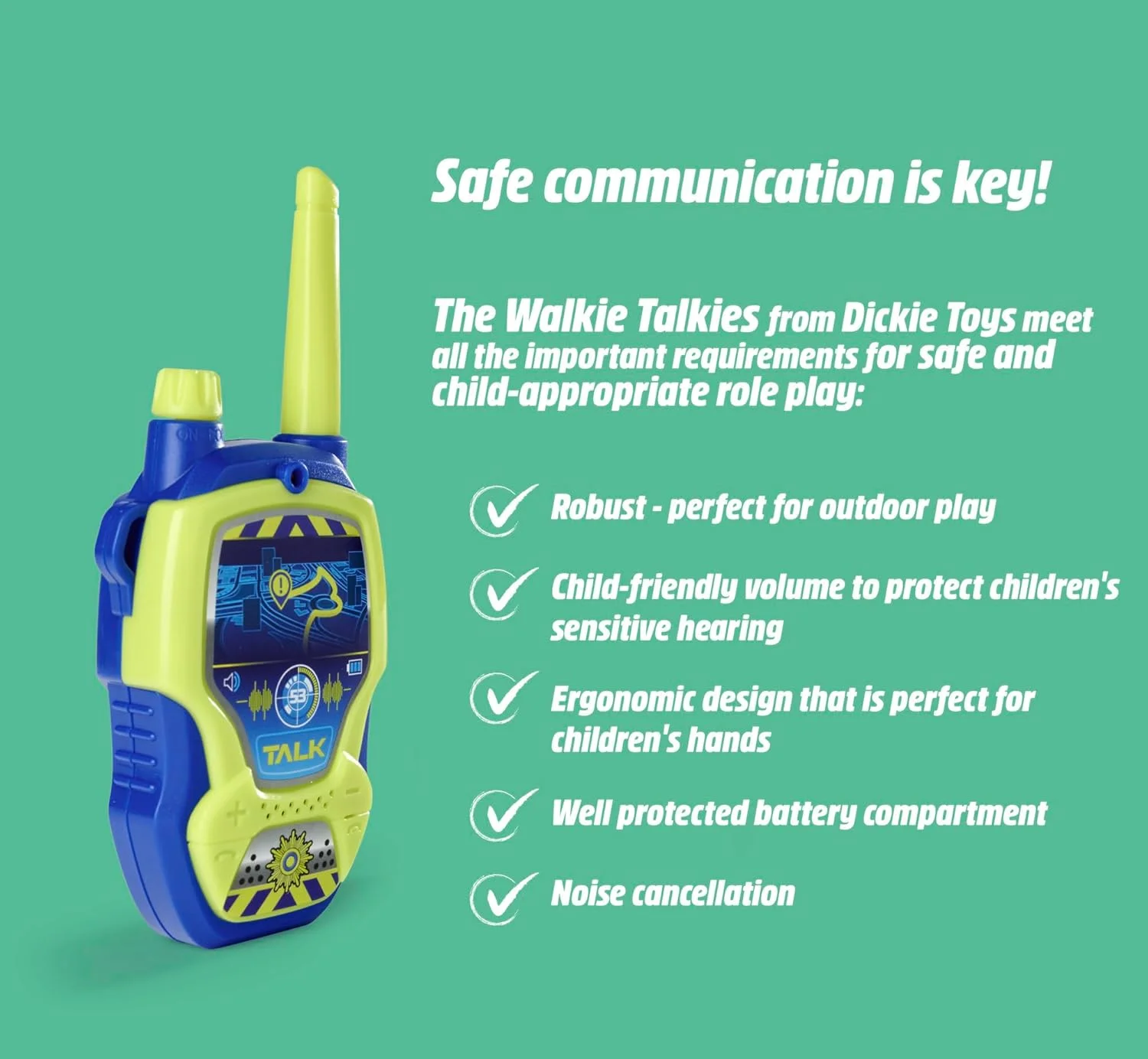 واکی تاکی طرح پلیس Dickie Toys - 2 رادیو مخصوص کودکان بالای 4 سال، برد تا 100 متر