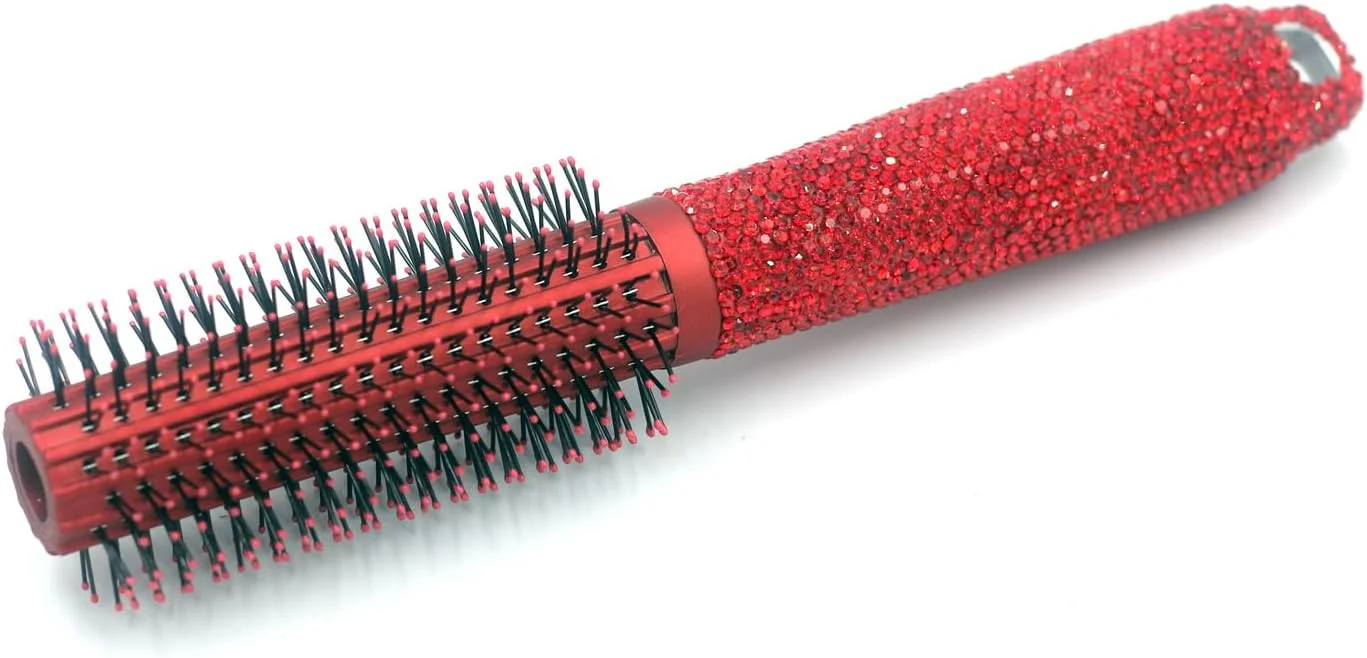 برس مو استوانه‌ای گرد نگین‌دار Bestbling Bling – مناسب برای حالت دادن و فر کردن مو، افزایش حجم مو (قرمز)