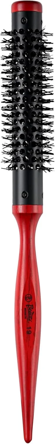 برس گرد کوچک بیوتی سیکرتس برای خشک کردن مو، برس فر کننده کوچک 0.75 اینچی با دسته چوبی و موهای نایلونی، برس حالت دهنده مو برای فر کردن، موهای کوتاه و نازک (0.75 اینچ | 19 میلی متر)