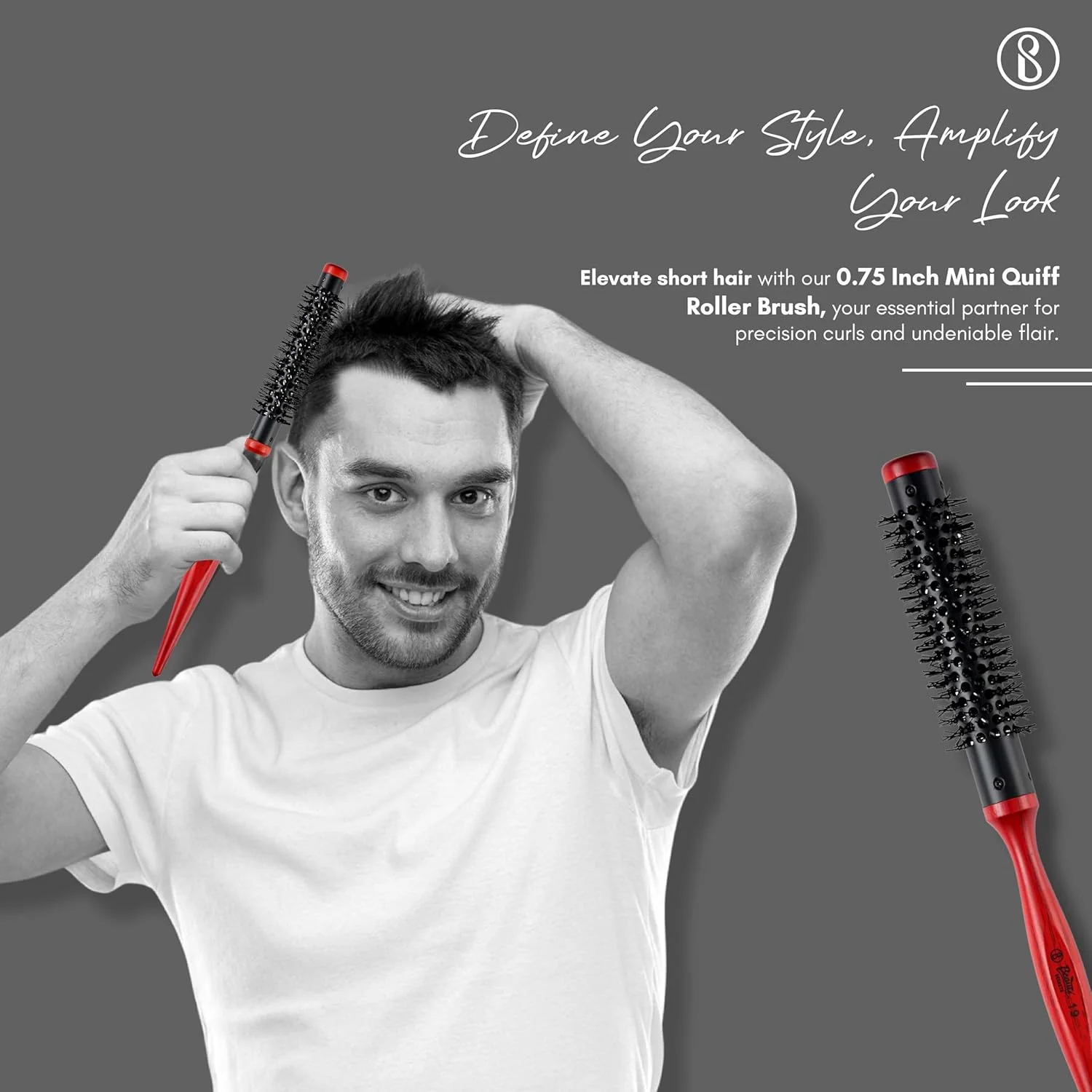 برس گرد کوچک بیوتی سیکرتس برای خشک کردن مو، برس فر کننده کوچک 0.75 اینچی با دسته چوبی و موهای نایلونی، برس حالت دهنده مو برای فر کردن، موهای کوتاه و نازک (0.75 اینچ | 19 میلی متر)