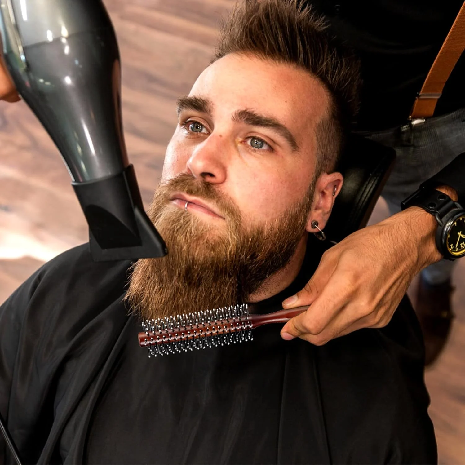 برس گرد ریش مردانه BESTOOL، برس حالت دهنده ریش، برس سشوار، برس مو برای موهای کوتاه و متوسط، برس حالت دهنده گرد حرفه ای برای صاف کردن و فر کردن (قهوه ای قرمز) برس گرد ریش مردانه BESTOOL، برس حالت دهنده ریش، برس سشوار، برس مو برای موهای کوتاه و متوسط، برس حالت دهنده گرد حرفه ای برای صاف کردن و فر کردن (قهوه ای قرمز)