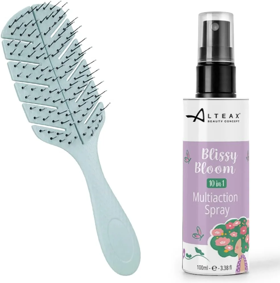 برس باز کننده گره مو Altéax Blissy Bloom با دندانه های ضد گره + اسپری باز کننده گره مو 100 میلی لیتر - برس صاف کننده مو، عالی برای باز کردن گره مو (آبی) برس باز کننده گره مو Altéax Blissy Bloom با دندانه های ضد گره + اسپری باز کننده گره مو 100 میلی لیتر - برس صاف کننده مو، عالی برای باز کردن گره مو (آبی)