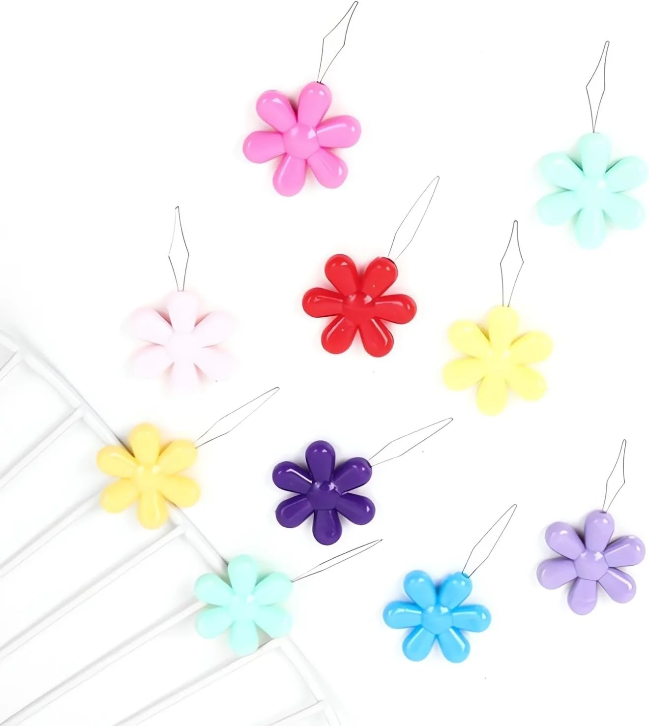 نخ رد کن سوزن گلدوزی MovFlax، حلقه سیمی سر پلاستیکی گل، ابزار نخ کشی سوزن چرخ خیاطی برای کوک ضربدری دستی، گلدوزی، نخ، بافندگی (12 عدد، 6 رنگ تصادفی)