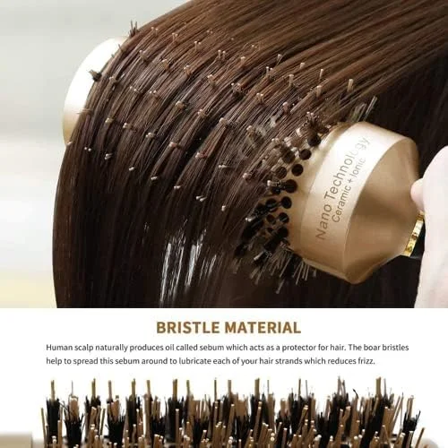 برس مو گرد حالت دهنده ALANX، شانه غلطکی برای خشک کردن و فر کردن مو برای زنان، دختران و مردان، مورد استفاده در هنگام خشک کردن مو برای حالت دادن، فر کردن و خشک کردن مو (25+32+53)