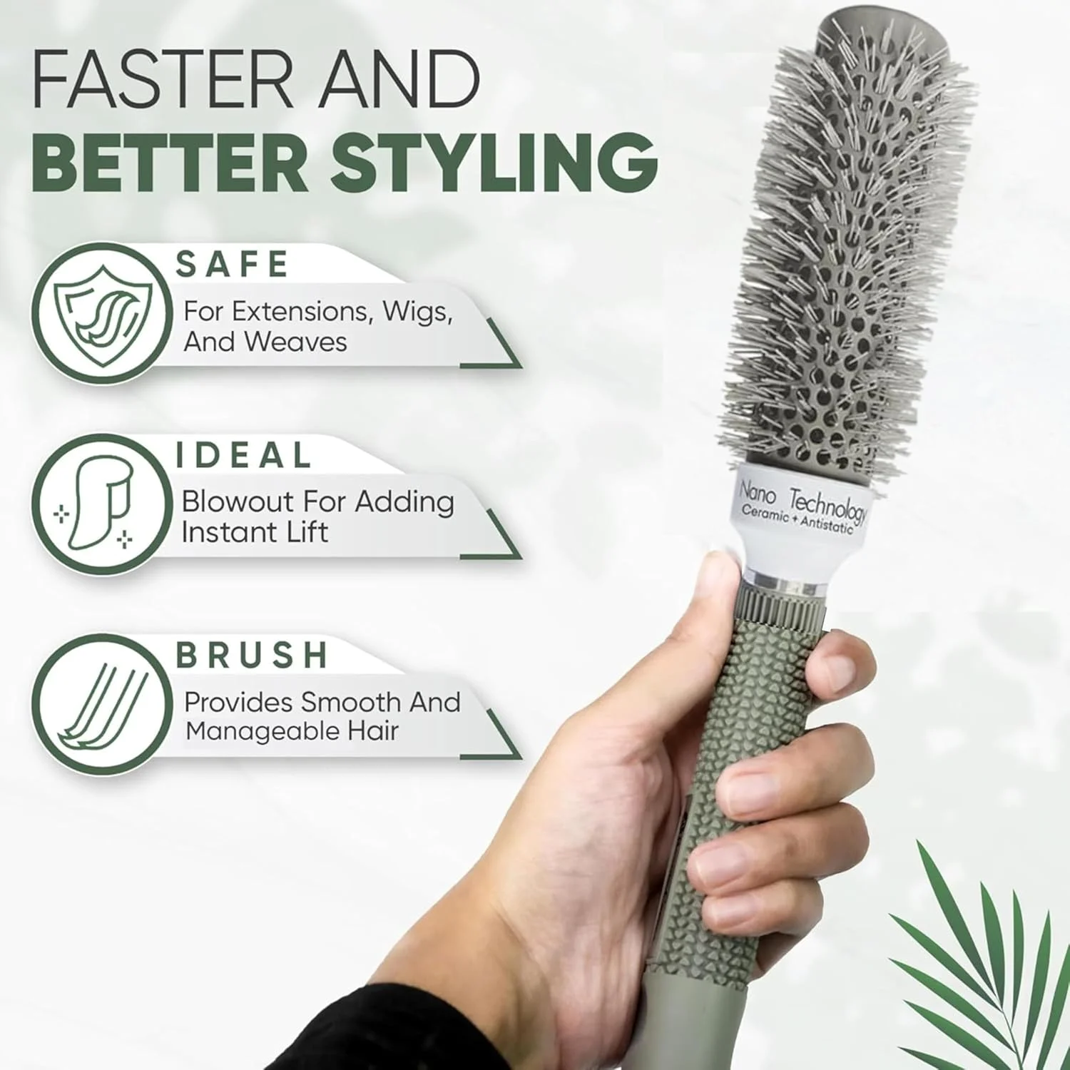 برس گرد حالت دهنده مو بیوتی کاروز، قطر 32 میلی متر با 2 گیره - برس موی گرد با موهای نایلونی انعطاف پذیر 66، فناوری نانو یونی مقاوم در برابر حرارت برای فر کردن، حالت دادن و درخشان کردن حرفه ای مو