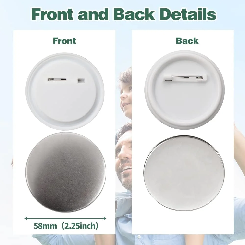 Mostme 200 Sets 58mm/2.25 inch Button Supplies Button Parts for Button Maker Machine 58mm, Round Badge Blank Button Pins, Includes Plastic Button Pin Back Cover, Metal Cover, Clear Film&Blank Paper Mostme 200 Sets 58mm/2.25 inch Button Supplies Button Parts for Button Maker Machine 58mm, Round Badge Blank Button Pins, Includes Plastic Button Pin Back Cover, Metal Cover, Clear Film&Blank Paper