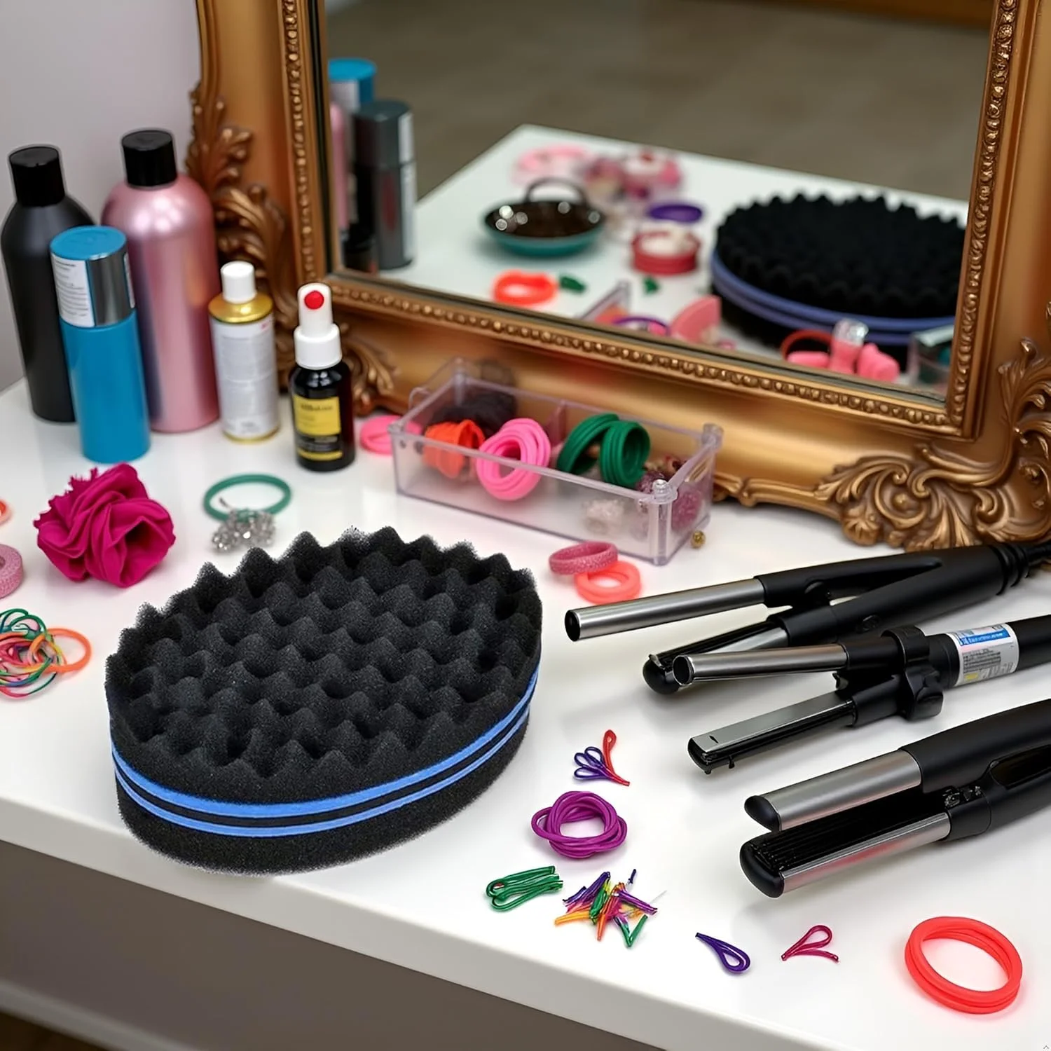 برس اسفنجی آرایشگری فر کننده مو، اسفنج مو با سوراخ های بزرگ، شانه دو طرفه، برس موج مو، ابزار مراقبت از فر آفریقایی، مناسب برای برس های حالت دهنده مو