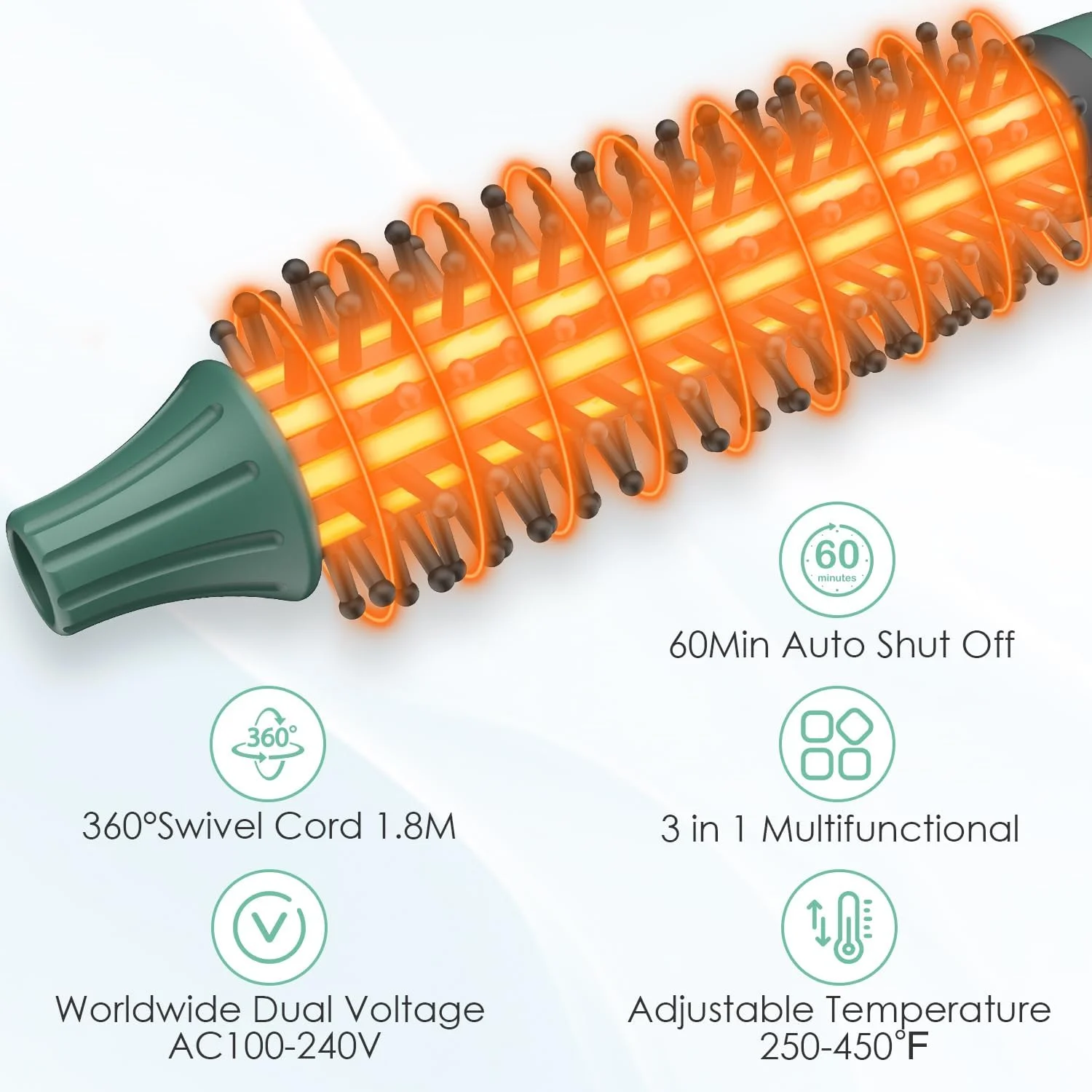 برس حرارتی گرد BANGMENG با قطر 3/4 اینچ، برس حالت دهنده حرارتی برای حجم دادن به موهای نازک، فر و صاف متوسط ​​مردان و زنان، اتو موی گرم شونده، 12 تنظیم دما (1.35 اینچ با موهای برس)