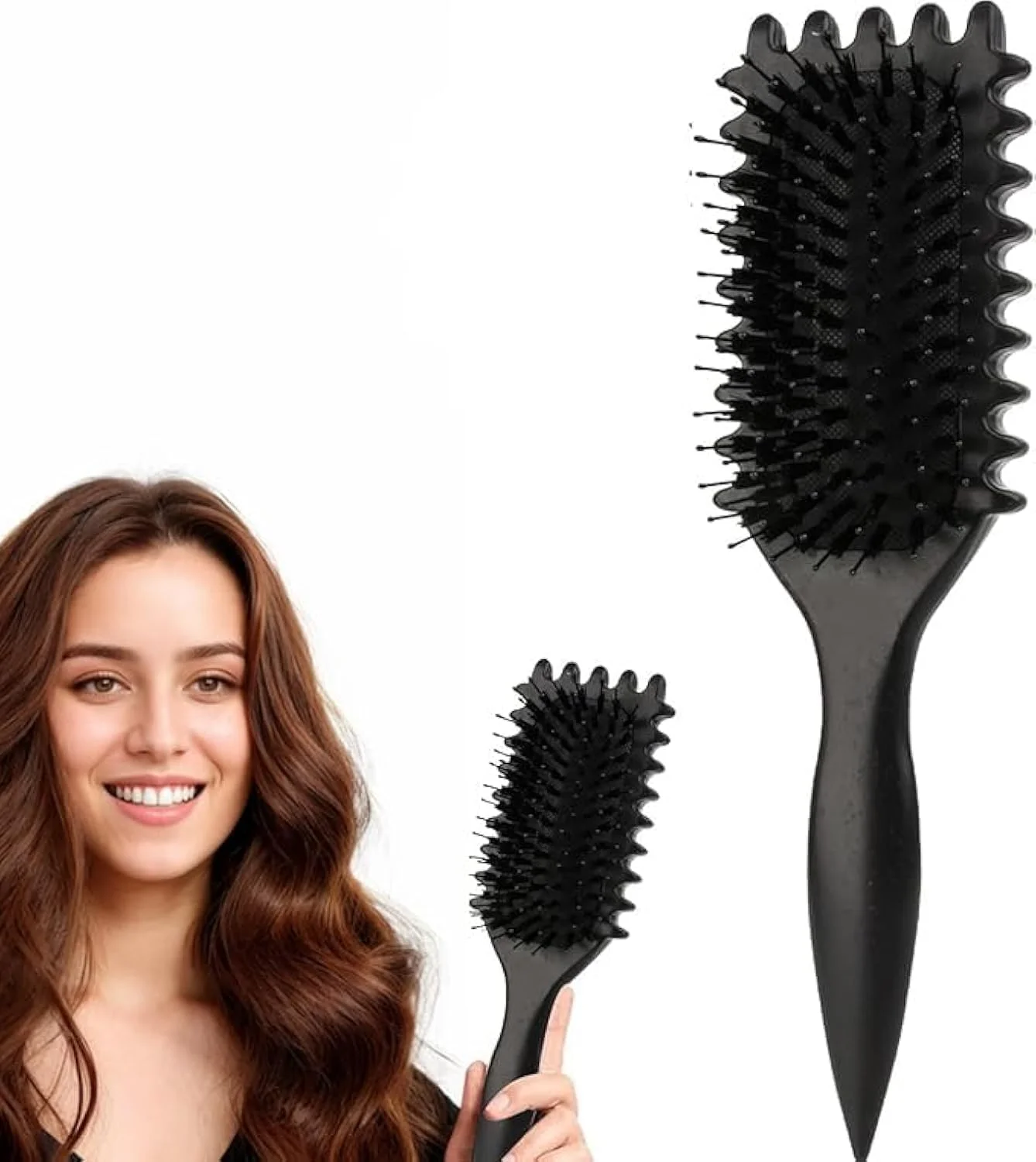 برس حالت دهنده موی فر BananaHome، برس حالت دهنده موی فر برای باز کردن گره، شانه کردن، حالت دادن و مشخص کردن فرها برای زنان و مردان، کشش کمتر، کاهش کشیدگی و جداسازی فرها (مشکی)