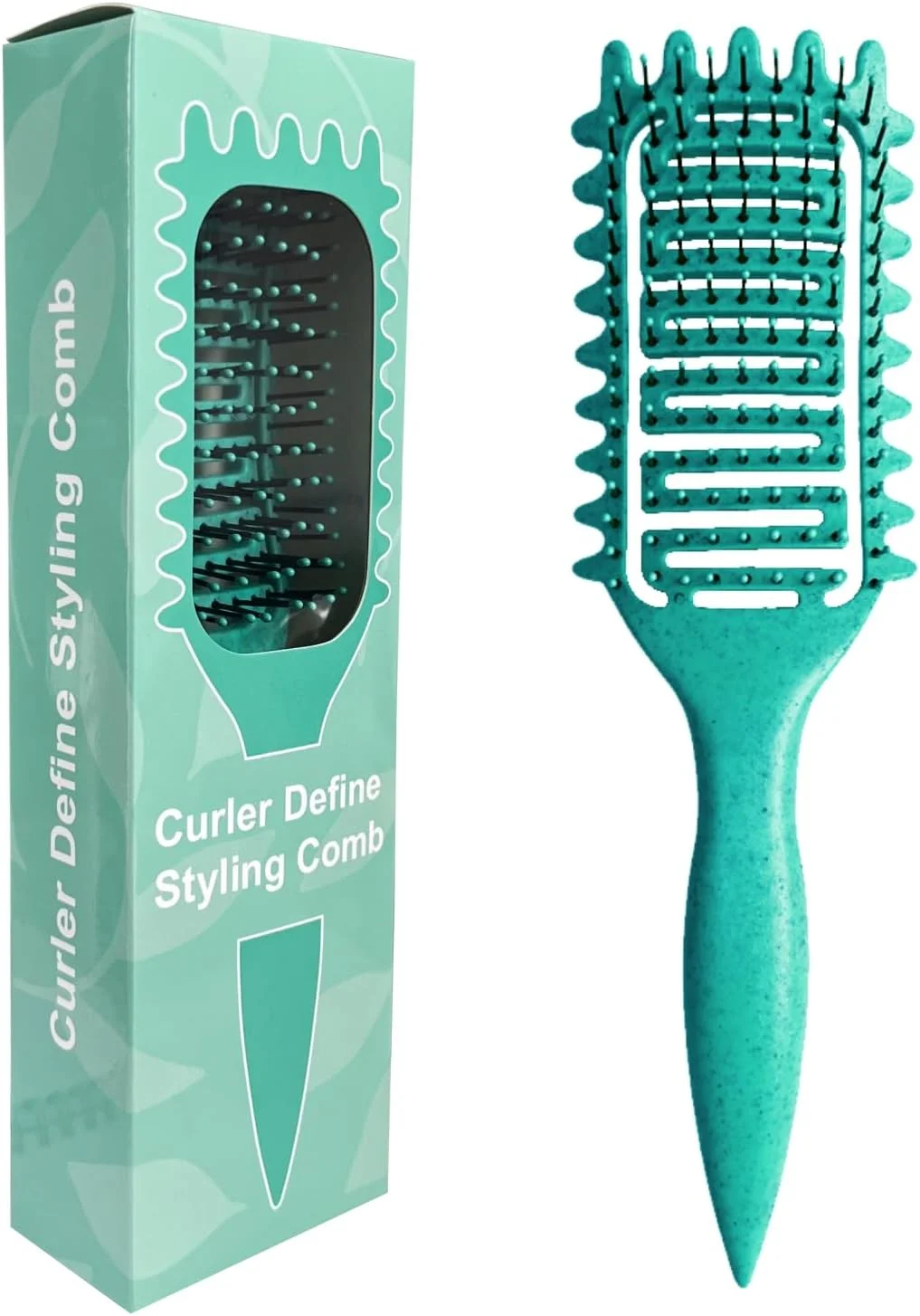 برس حالت دهنده فر Azxewa، برس موی فر، برس حالت دهنده موی فر مدل 2025، برس موی منفذ دار برای حالت دادن و مشخص کردن موهای فر برای زنان (سبز)