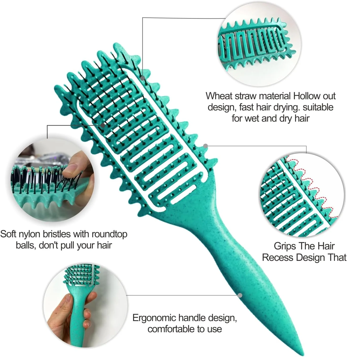 برس حالت دهنده فر Azxewa، برس موی فر، برس حالت دهنده موی فر مدل 2025، برس موی منفذ دار برای حالت دادن و مشخص کردن موهای فر برای زنان (سبز)