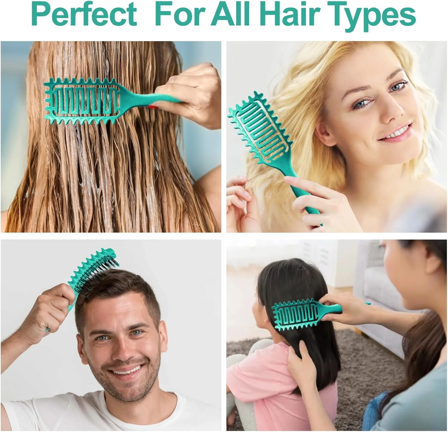 برس حالت دهنده فر Azxewa، برس موی فر، برس حالت دهنده موی فر مدل 2025، برس موی منفذ دار برای حالت دادن و مشخص کردن موهای فر برای زنان (سبز)