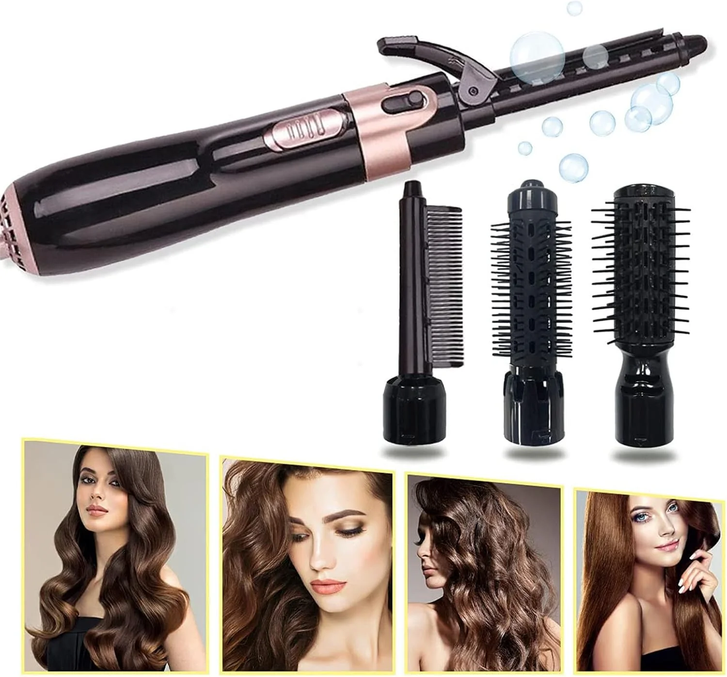 ست برس سشوار Arabest، برس حالت دهنده مو 4 در 1 چند منظوره، حجم دهنده یونی با برس های جداشدنی، برس سشوار فر کننده برای زنان