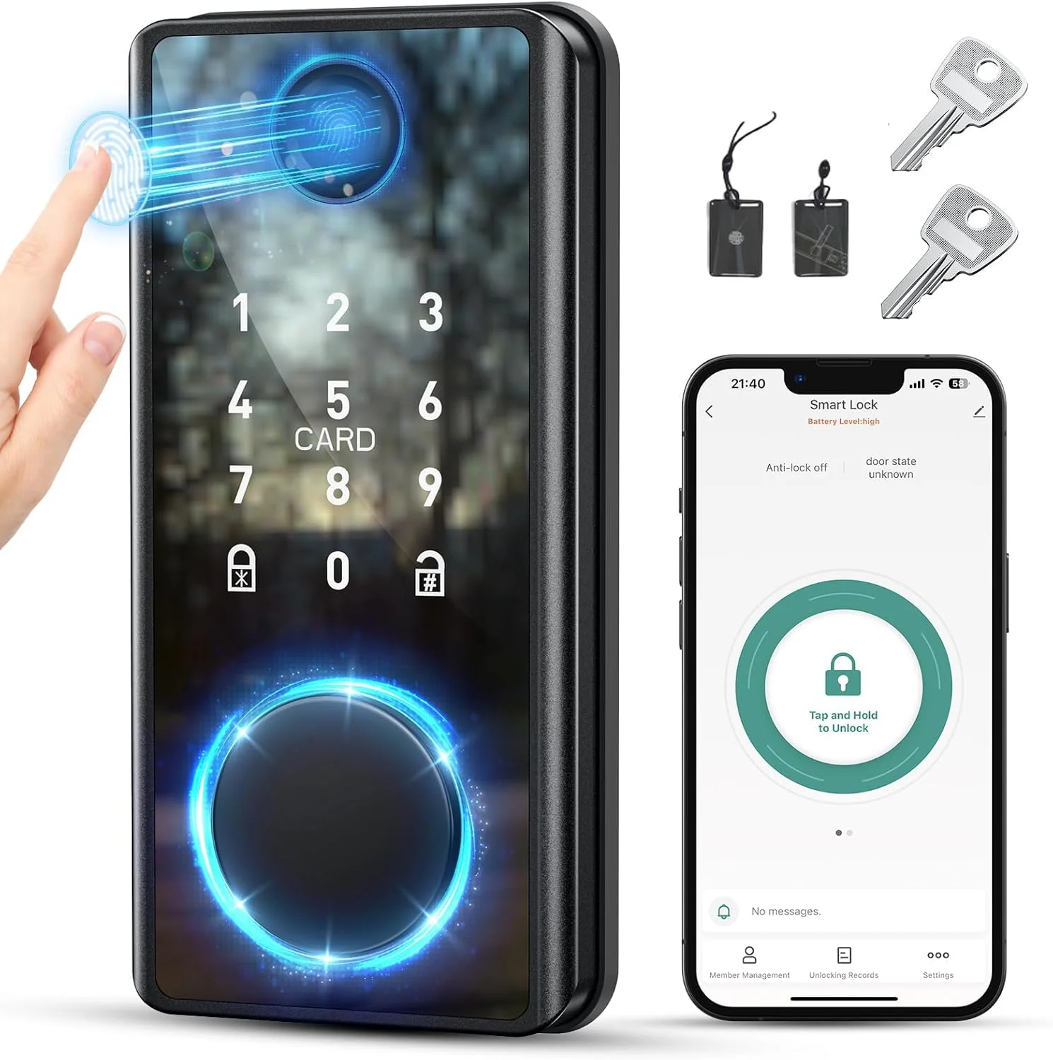 قفل درب ورودی بدون کلید با صفحه کلید، قفل اثر انگشت درب، قفل های هوشمند برای درب ورودی، قفل هوشمند الکترونیکی صفحه کلید، قفل درب دیجیتال هوشمند بیومتریک با کد، قفل خودکار