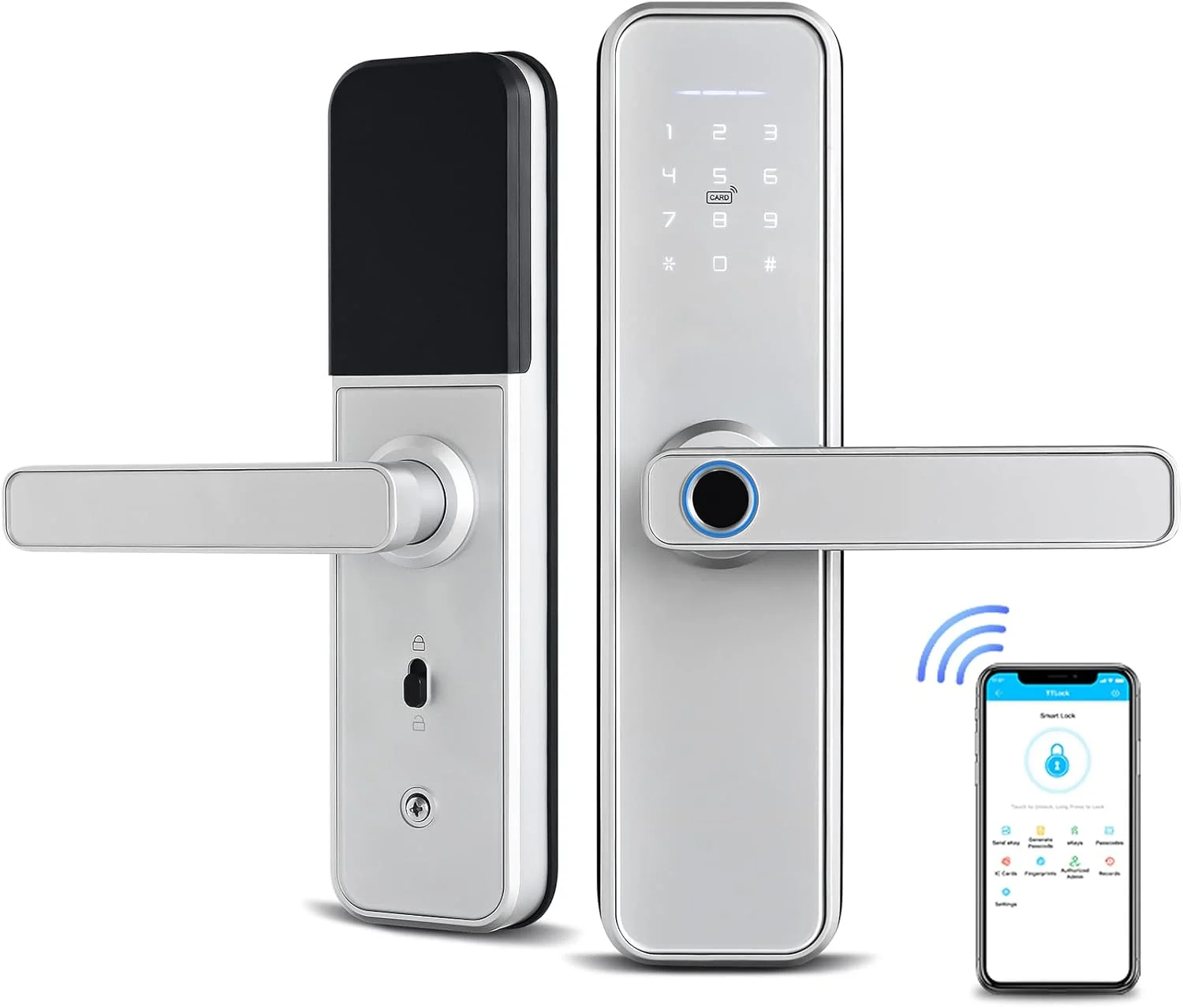 قفل درب ورودی بدون کلید، قفل درب با صفحه کلید، قفل درب هوشمند، قفل درب اثر انگشتی، قفل درب صفحه کلید دیجیتال، قفل اهرمی درب هوشمند با دستگیره برگشت پذیر