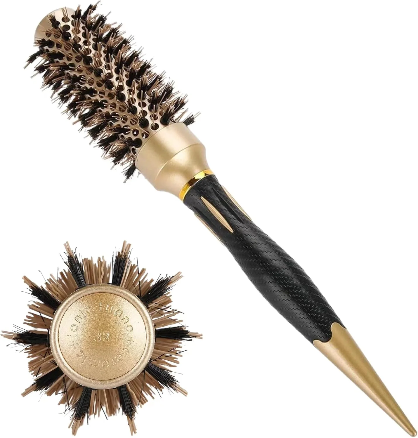 برس گرد ALANX برای خشک کردن مو، برس حالت دهنده حرفه ای مو، برس فر کننده گرد سرامیکی یونی حرارتی نانو شانه موی گرد برای زنان مردان کودکان (32 میلی متر)