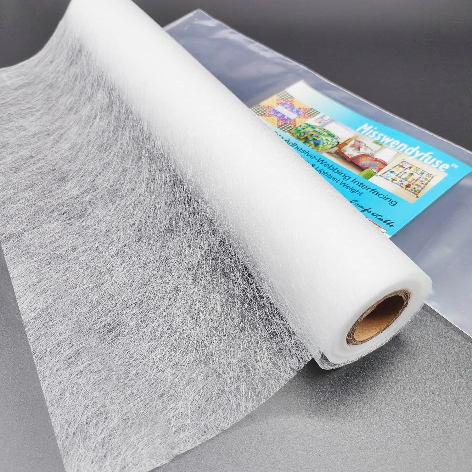 وبینگ چسبی بسیار ظریف Misswendyfuse، 30cm × 4.5 متر، لایی چسبی نازک، اتصال سبک وزن برای تکه دوزی، انتقال طرح (سفید)