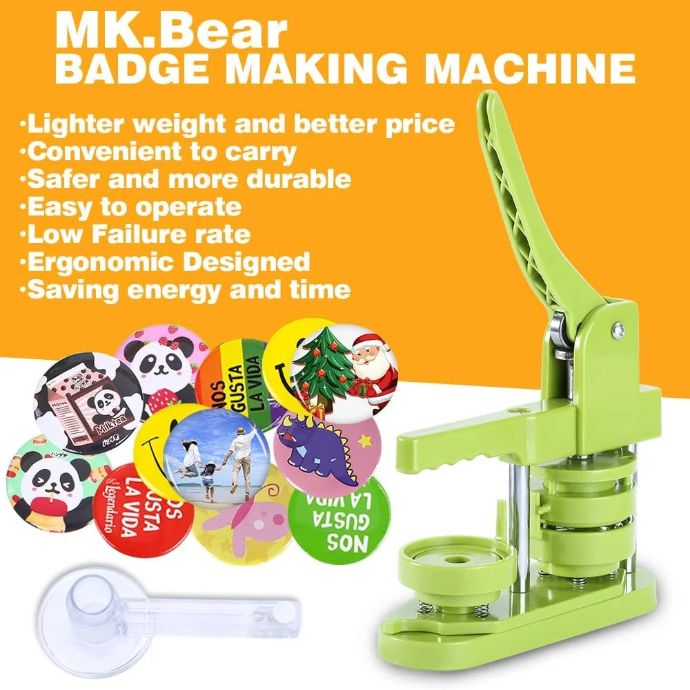 MK.Bear Installation-Free Button Badge Maker Machine 58mm (2¼ in) DIY Pin Button Maker Press Machine Badge Punch Press with Free 100pcs Button Parts&Pictures&Circle Cutter&MK.Bear Magic Book (Green) MK.Bear Installation-Free Button Badge Maker Machine 58mm (2¼ in) DIY Pin Button Maker Press Machine Badge Punch Press with Free 100pcs Button Parts&Pictures&Circle Cutter&MK.Bear Magic Book (Green)