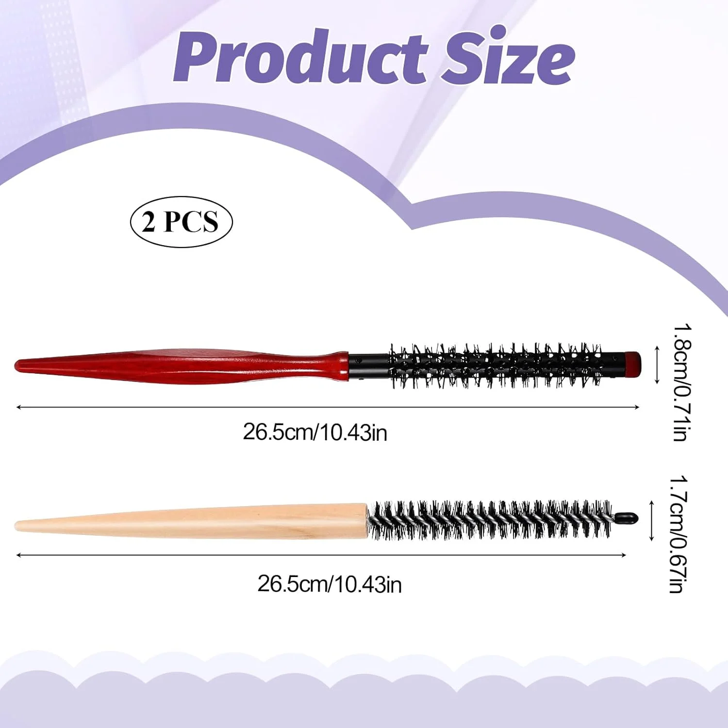 2 عدد برس گرد کوچک، برس گرد نازک برای حالت دادن مو، شانه فر کننده مسافرتی، برس رولی کوچک، شانه مو، برس مو، برس فر کننده کوچک برای موهای کوتاه، خشک کردن با سشوار، حالت دادن و لیفتینگ