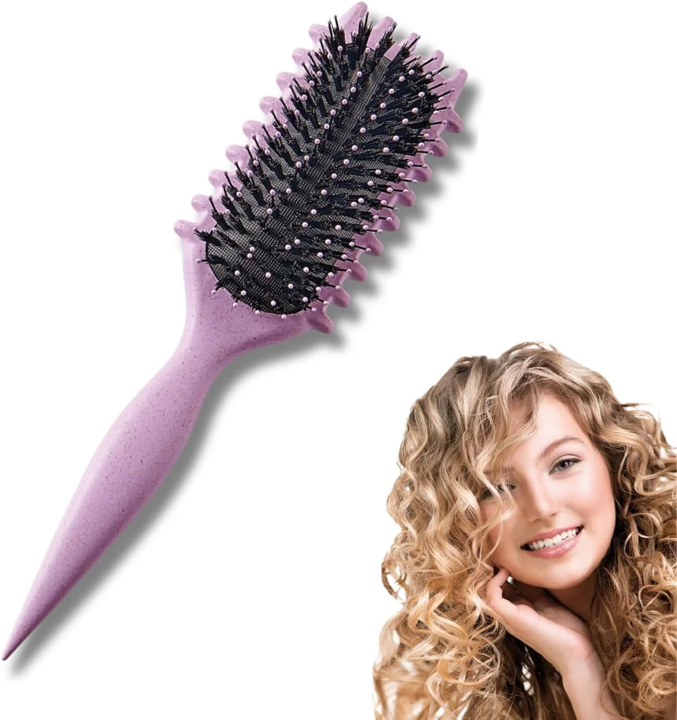 برس فر کننده مو 3 PAGEN® برای حالت دادن بدون حرارت - فر های ملایم و مشخص - برس مو وز شدن مو را به حداقل می رساند و برای انواع مو مناسب است - موهای گرد و مخصوص - بنفش