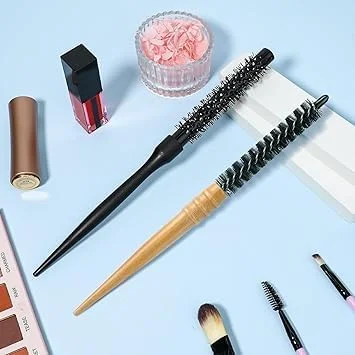 برس گرد کوچک در 2 مدل، برس سبیل، برس گرد کوچک با موهای نایلونی، برس رولی، برس حالت دهنده حرفه ای مو برای موهای کوتاه، موهای فر، حالت دادن به چتری و مراقبت از ریش