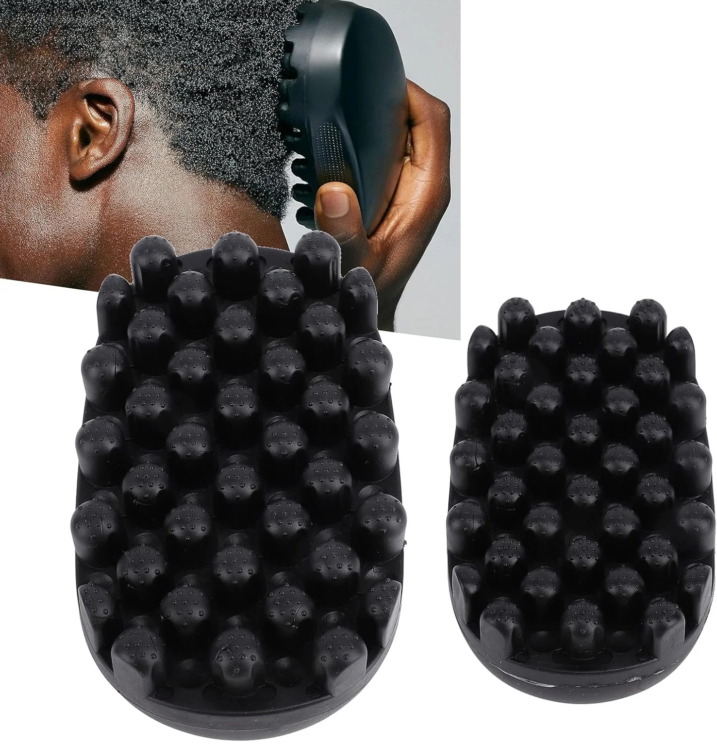 برس موی فر تابیده 2 عددی، برس موی فر لاستیکی سایز بزرگ و کوچک، شانه فر کننده موی تابیده، برس تابیده قابل شستشو برای فرهای آفریقایی، برای استفاده در خانه و سالن