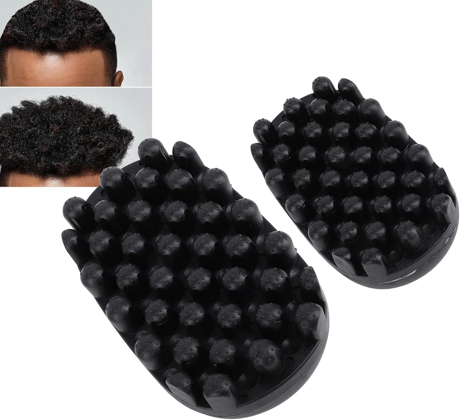 برس موی فر تابیده 2 عددی، برس موی فر لاستیکی سایز بزرگ و کوچک، شانه فر کننده موی تابیده، برس تابیده قابل شستشو برای فرهای آفریقایی، برای استفاده در خانه و سالن