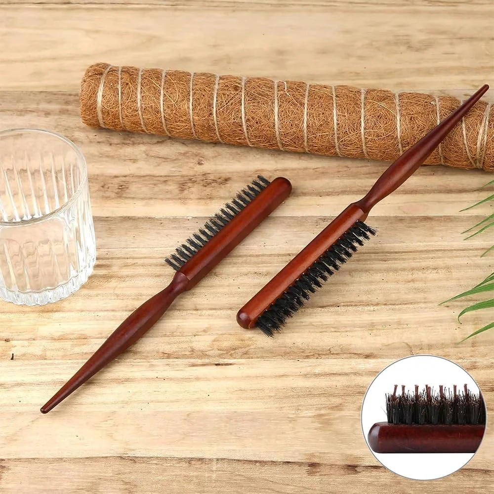 برس موی گرد قابل حمل 2 تکه، برس فر کننده طبیعی، برس حالت دهنده موی کوتاه دسته چوبی، مناسب برای حالت دادن، شانه کردن، فر کردن و صاف کردن، مناسب برای مسافرت