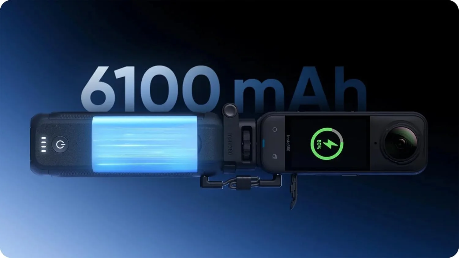 دسته باتری خور FOMO اینستا 360 برای X3/X4/X5، باتری داخلی بزرگ 6100 میلی آمپر ساعتی، به همراه مینی ریموت بلوتوثی جداشدنی