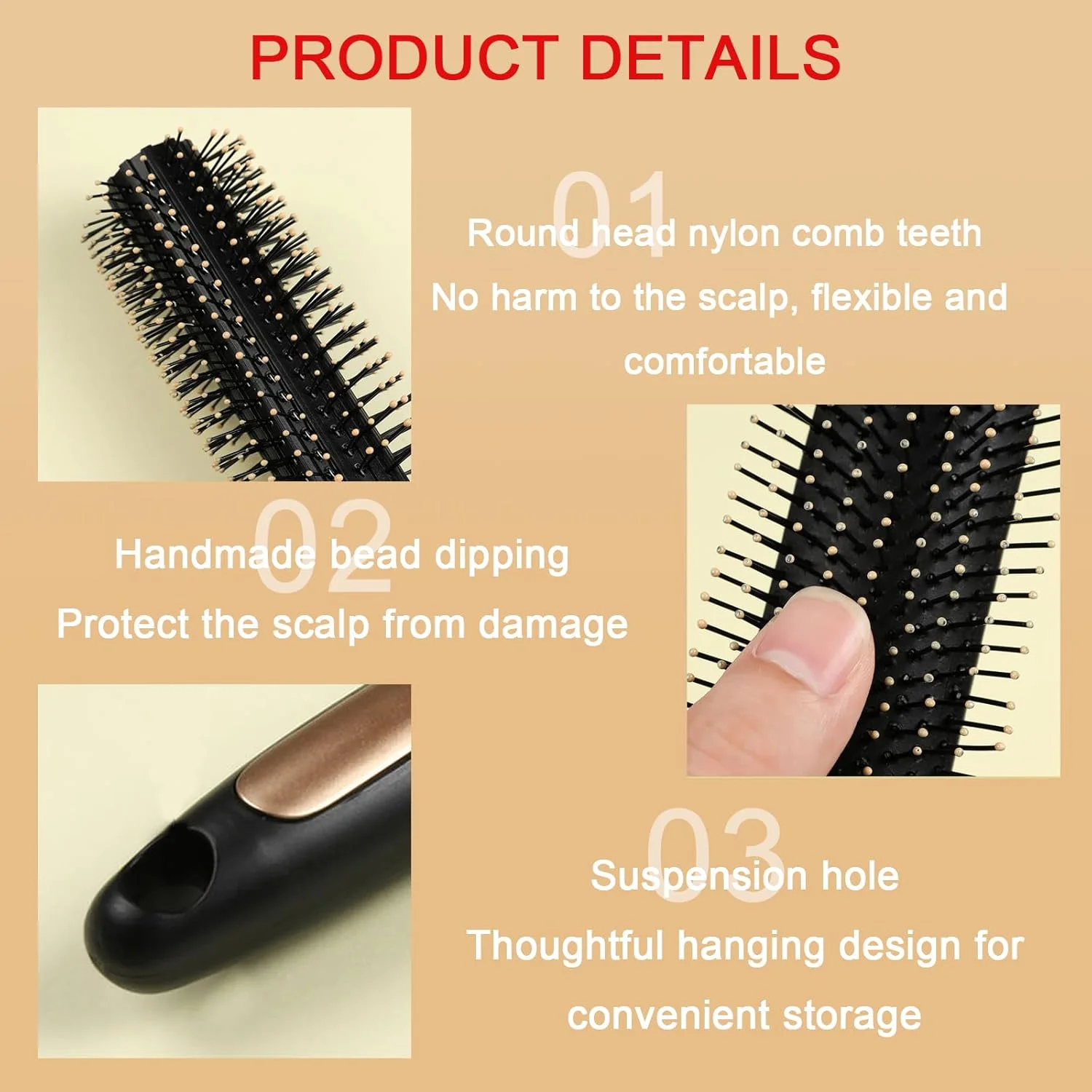 2 عدد برس مو، برس موی گرد، برس فر کننده مو، برس حالت دهنده مو، برس موی گرد برای ایجاد و صاف کردن موهای مجعد یا موج دار، ابزار حالت دهی مو، برس های گرد برای خشک کردن با سشوار