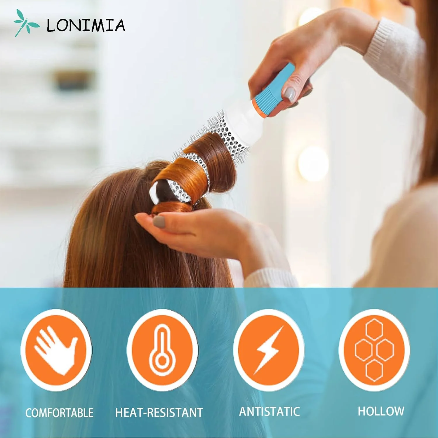 دو عدد برس گرد برای خشک کردن مو (قطر 2.5 و 3.3 سانتی متر)، نرم و ضد الکتریسیته ساکن، برس حالت دهنده حرفه ای مو برای حالت دادن، فر کردن و صاف کردن (غیر برقی)