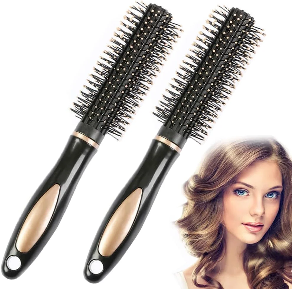 2 عدد برس موی گرد، ابزار حالت دهنده مو برای خشک کردن و حالت دادن مو، برس موی غلطکی ضد الکتریسیته ساکن برای مردان و زنان، مناسب برای صاف کردن و فر کردن، موهای خیس و خشک