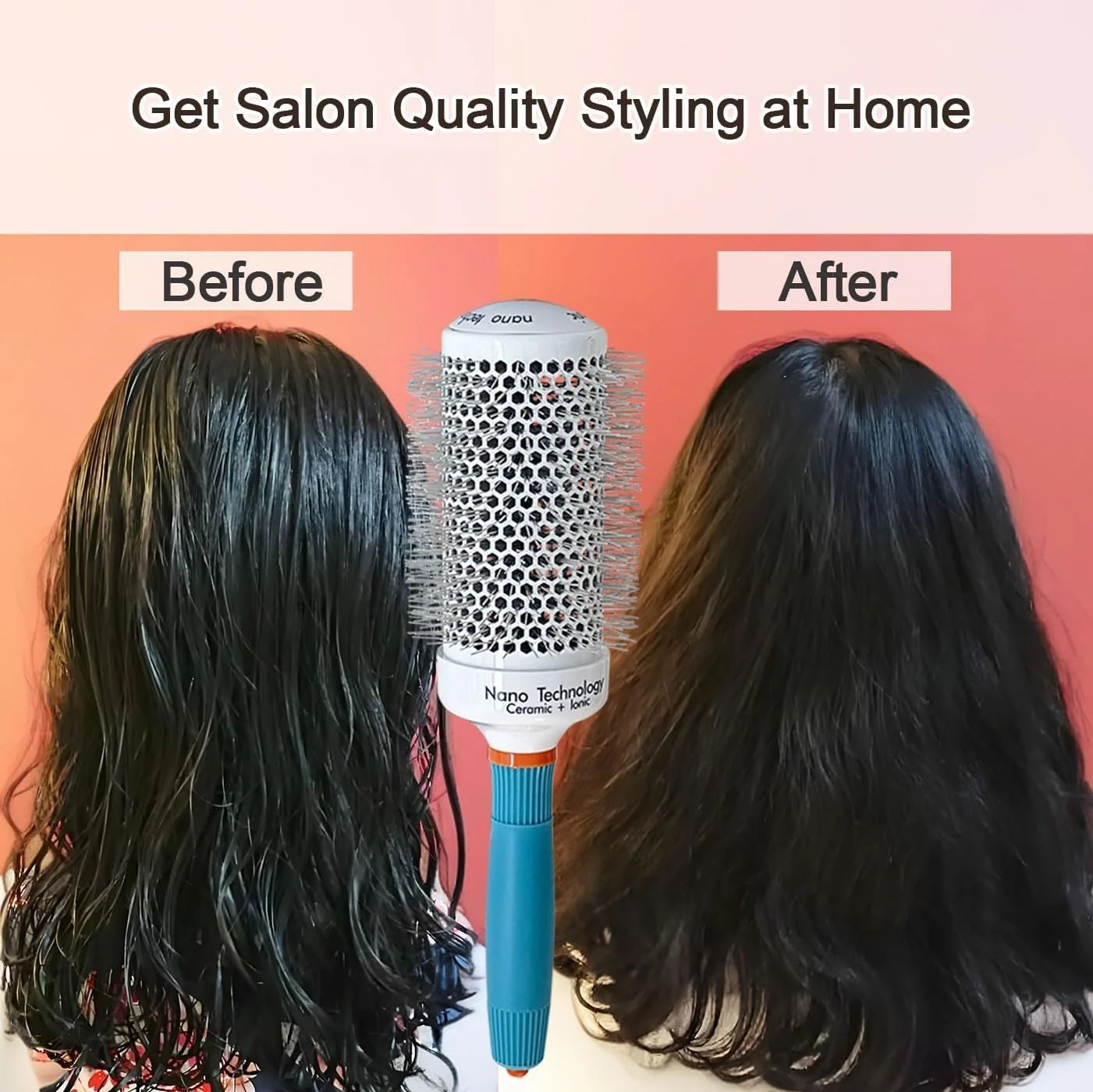 دو عدد برس گرد برای خشک کردن مو (قطر 2.5 و 3.3 سانتی متر)، نرم و ضد الکتریسیته ساکن، برس حالت دهنده حرفه ای مو برای حالت دادن، فر کردن و صاف کردن (غیر برقی)