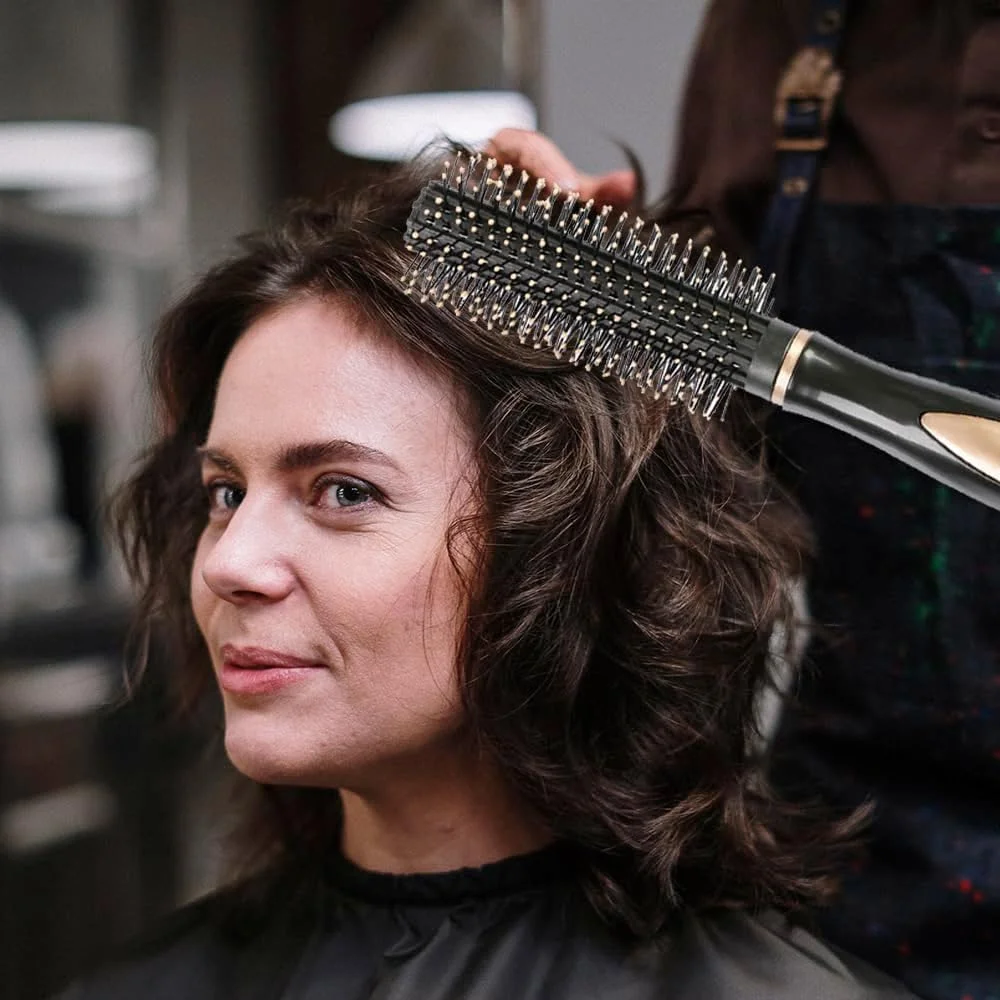 2 عدد برس موی گرد، ابزار حالت دهنده مو برای خشک کردن و حالت دادن مو، برس موی غلطکی ضد الکتریسیته ساکن برای مردان و زنان، مناسب برای صاف کردن و فر کردن، موهای خیس و خشک