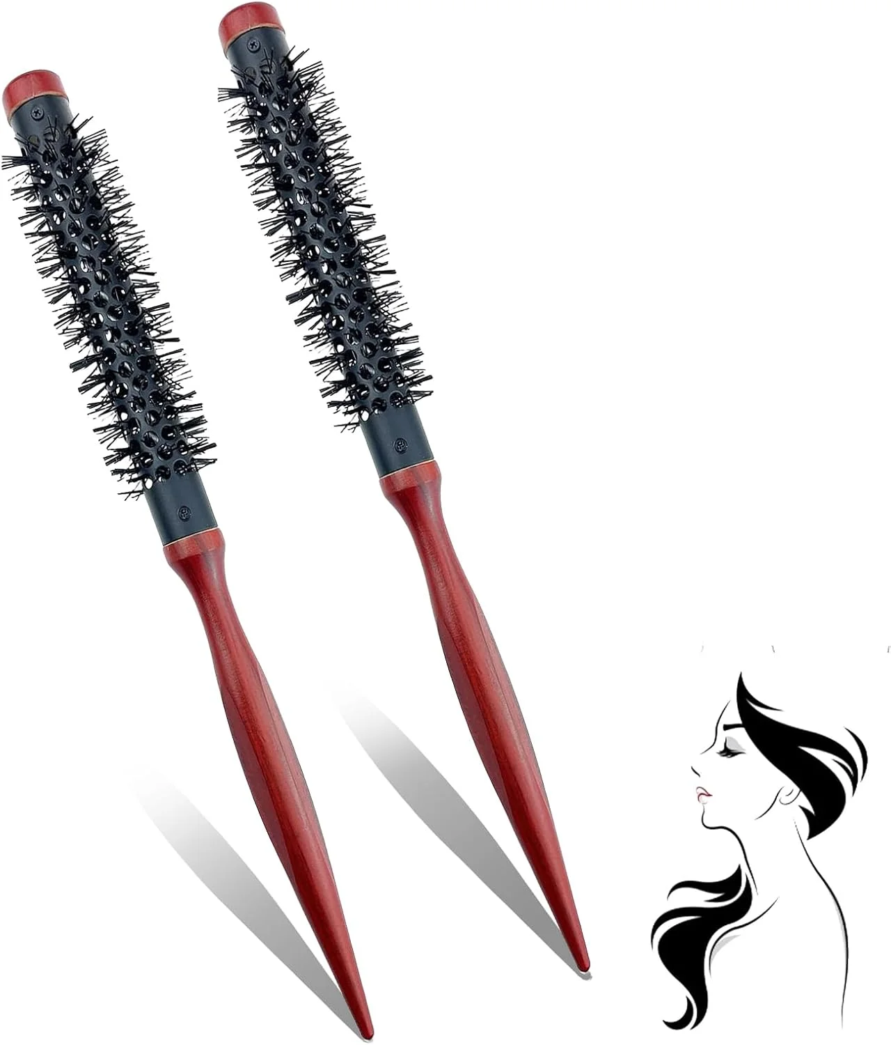 2 عدد برس مو گرد حرارتی، برس گرد کوچک برای فر کردن، برس مو گرد کوچک برای خشک کردن با سشوار، برس مو گرد مردانه، برس مو برای فر کردن