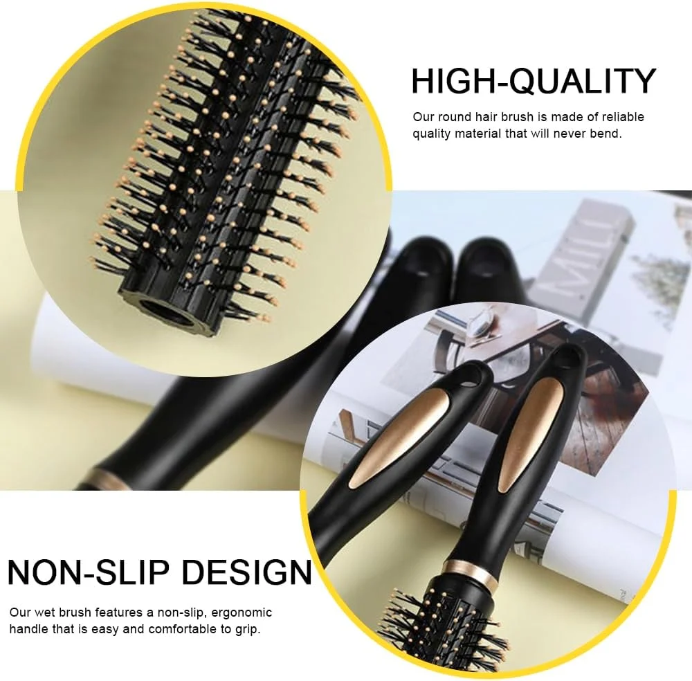 2 عدد برس موی گرد، ابزار حالت دهنده مو برای خشک کردن و حالت دادن مو، برس موی غلطکی ضد الکتریسیته ساکن برای مردان و زنان، مناسب برای صاف کردن و فر کردن، موهای خیس و خشک