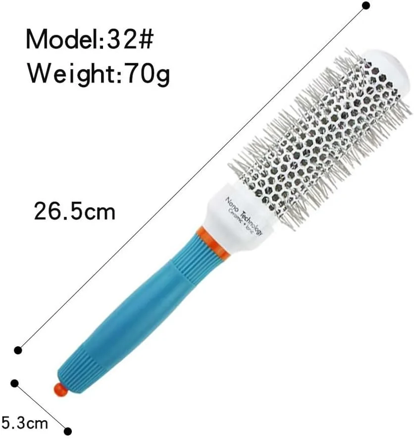دو عدد برس گرد برای خشک کردن مو (قطر 2.5 و 3.3 سانتی متر)، نرم و ضد الکتریسیته ساکن، برس حالت دهنده حرفه ای مو برای حالت دادن، فر کردن و صاف کردن (غیر برقی)